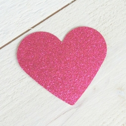 Corazn glitter rosa 7 cm, 1 ud