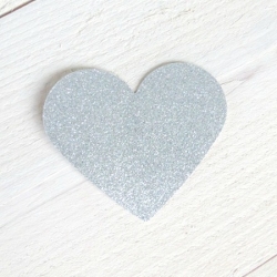 Herz Glitterkarton silber, 7 cm