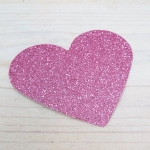 Corazn glitter rosa, 7 cm