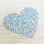 Corazn glitter plata, 7 cm