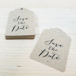 Etiquetas Kraft  7 cm Save the Date, 25 uds