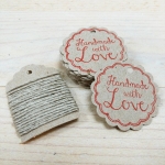 Duo bakers-etiquetas Handmade with Love red, 25 uds