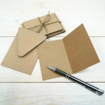 Cards with envelopes, recycled paper,  10.5 x 7.5 cm