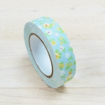 Fabric tape, cinta adhesiva de tela, floral turquesa