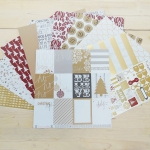 Set papeles Scrapbooking rojo oro plata, 9 hojas Set papeles Scrapbooking rojo oro plata, 9 hojas
