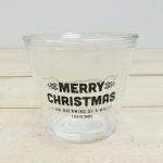 Portavelas cristal Merry Christmas, grande