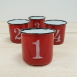 Set Portavelas peltre, rojo