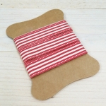 Autoadhesive fabric ribbon, stripes white-red, 1 m