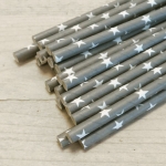24 Pajitas estrellas blancas, gris