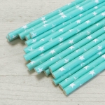 24 Pajitas estrellas blancas, celeste