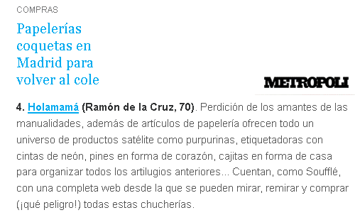 Holamama paperstore en El Mundo